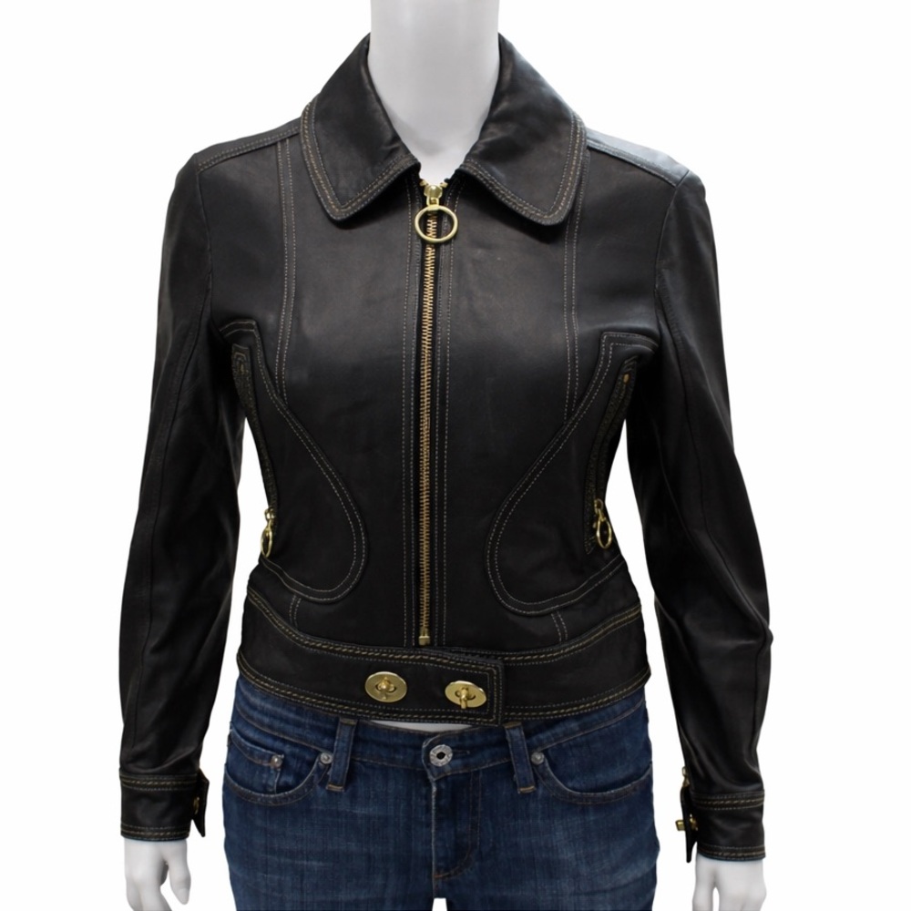 COACH Women’s Black Biker Moto All Leather Jacket Size 4 LIKE NEW RETAIL $1500+